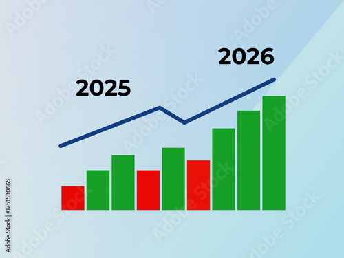 business chart with arrow