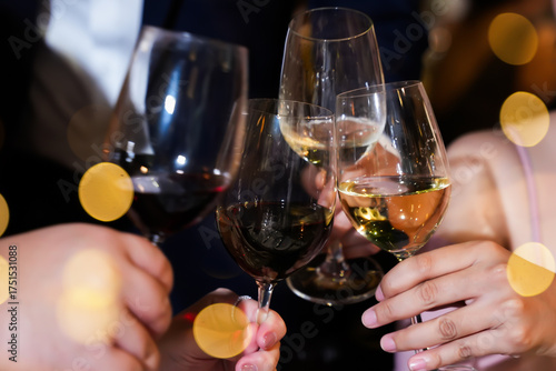 Photography Wine glasses clinked as people celebrated the New Year and New Year's Eve parties