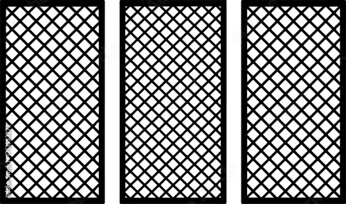 3 rectangular panels with lattice grid laser cut design