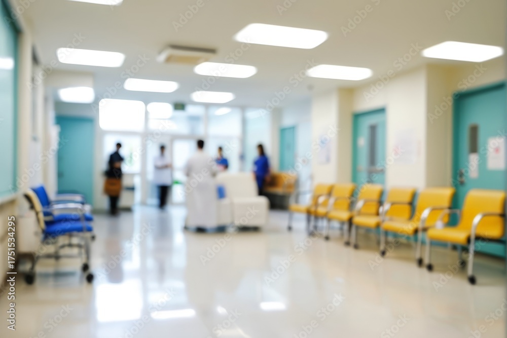 Fototapeta premium 病院またはクリニックの清潔で明るい待合室（ぼかし効果あり）