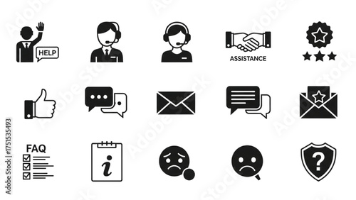 Customer Support and Communication Icons for Help and Assistance