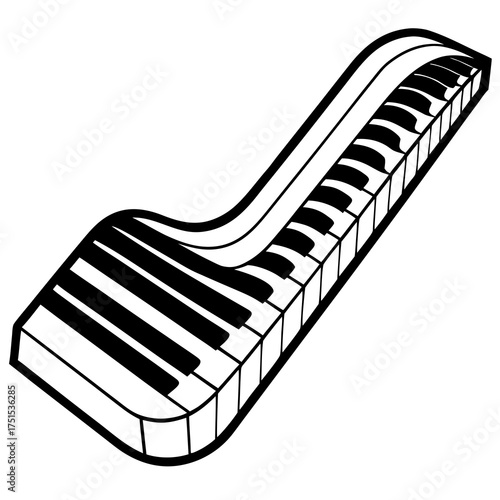 Elegant abstract piano keyboard design, flowing keys create a sense of movement