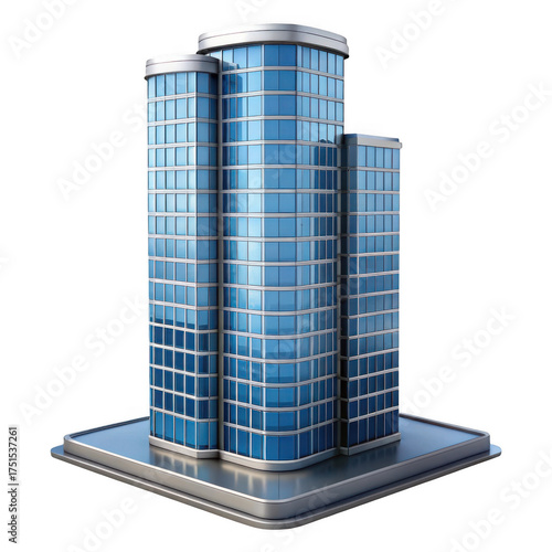 3d modern skyscraper complex isolated on transparent background