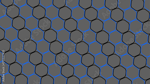 Modern honeycomb texture background, geometric grid design in shades of grey with vibrant outline accents.