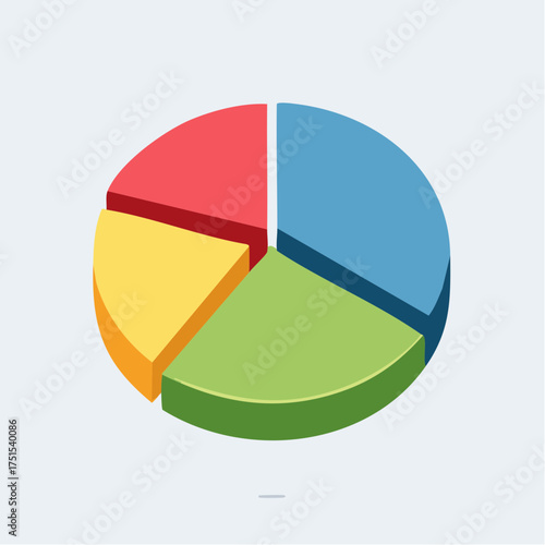 Free Download A colorful 3D pie chart, illustrating data distribution with four distinct segments. - GFXLoad