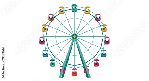 A colorful ferris wheel with many passenger cabins offering amazing views of the surroundings.