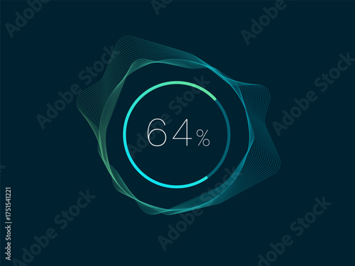Electric Vehicle battery charging Interface with battery percentage Circula Progress Bar in wavy moving lines vector design concept. Battery charging dashboard for ui, ev car, website, infographic.