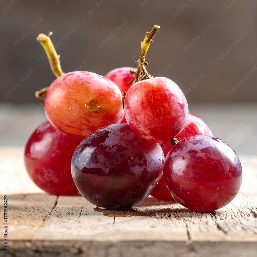 Obraz premium Red Grapes on Wood