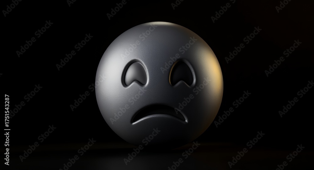 Naklejka premium Sad Metallic Emoji Face