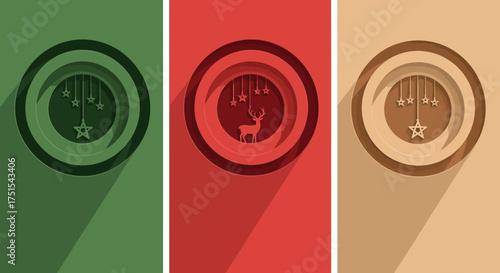 Minimalist Layered Circle Christmas Ornament Silhouette Banner Set