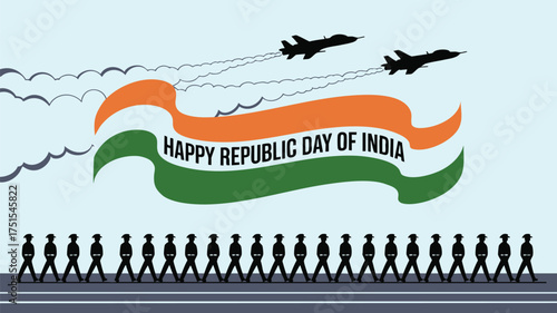 Celebrate India's Republic Day with vibrant national pride and military airshow, a symbol of unity and patriotic spirit