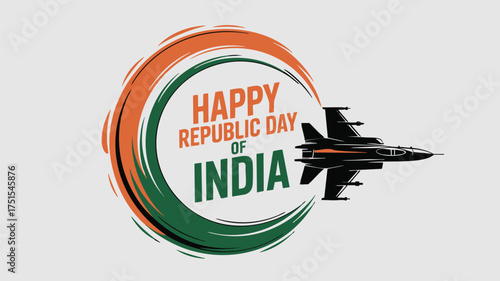 Celebrate India's Republic Day with a powerful jet fighter and vibrant tricolor design, perfect for patriotic campaigns and national pride events