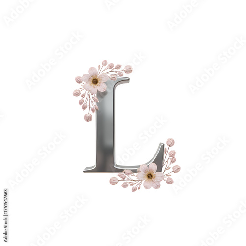 Elegant Silver Letter L with Floral Accents for Personalized Designs