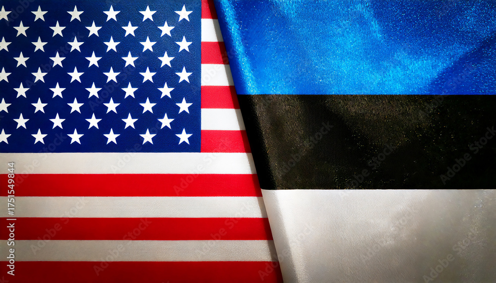 Fototapeta premium アメリカの国旗とエストニアの国旗(USA Flag &Estonia flag.) 