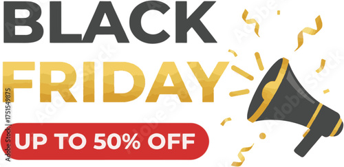 black friday sale banner with megaphone and discount announcement