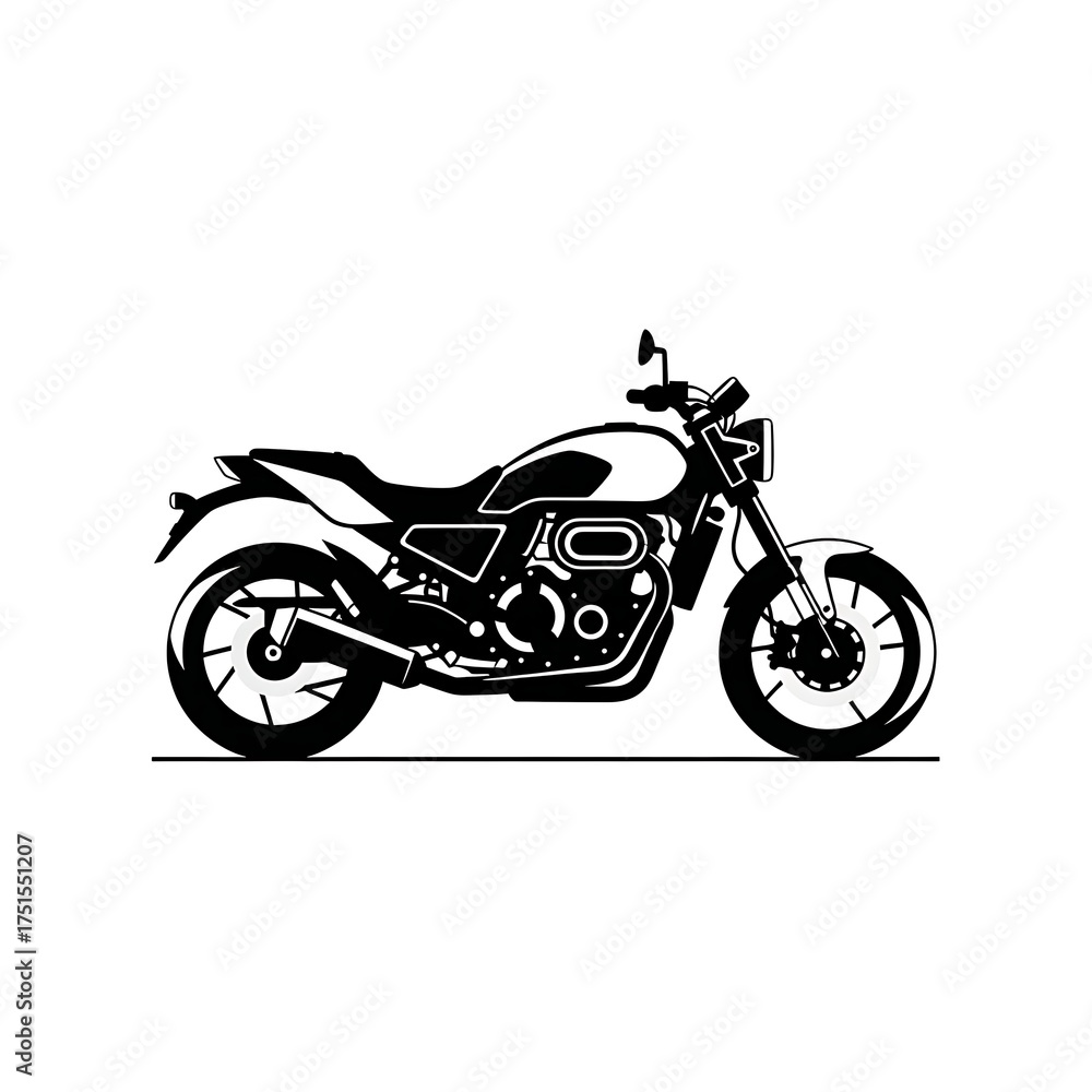 Fototapeta premium Motorcycle Illustration Black and White