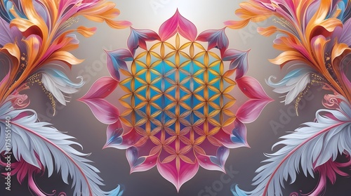 abstract colorful background with flowers