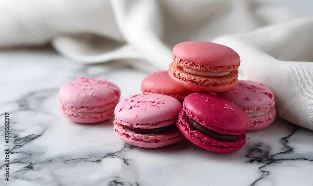 Fototapeta premium colorful pink macarons in full color, selective color effect