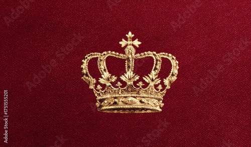 Gold crown on maroon fabric