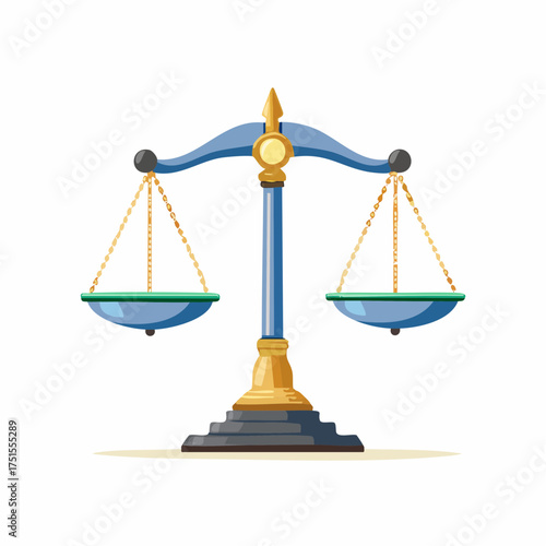 Justice Scales Symbol of Fairness, Equality, and Legal Balance in Law and Judgement, Isolated on White
