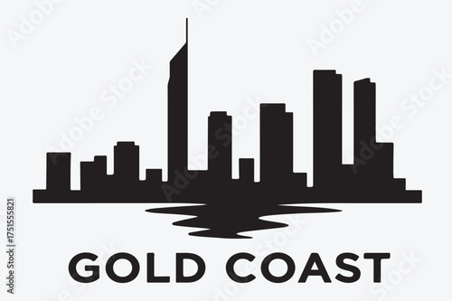 Silhouette illustration of gold coast city skyline