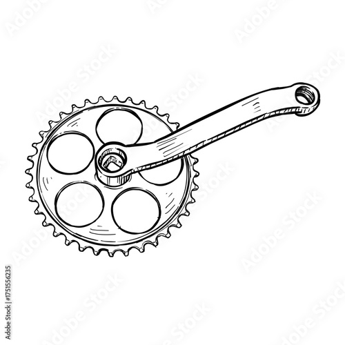 bicycle crank vector hand drawn illustration