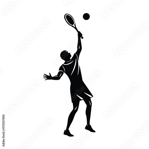 Tennis Player Silhouette Mid- Serve Action Keywords: tennis, player, silhouette, sport, game