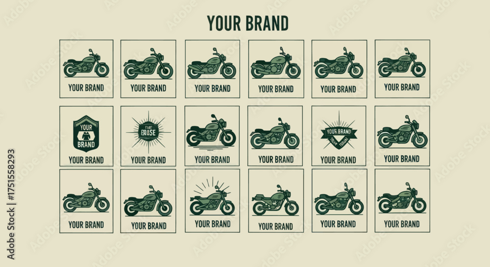 Fototapeta premium Collection of Vintage Motorcycle Logos and Emblems for Branding.