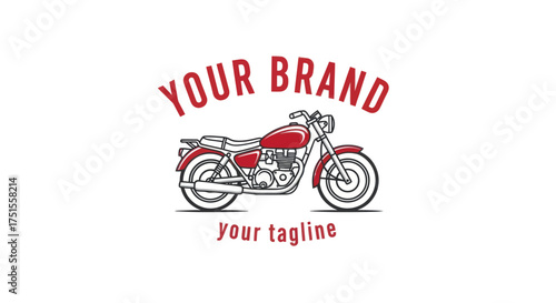 Classic Red Motorcycle Logo Design with Vintage Style.