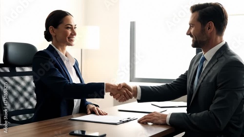Wallpaper Mural Business People Smiling and Shaking Hands in Office Torontodigital.ca