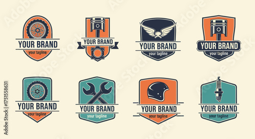 Set of vintage automotive and motorcycle logo design templates.