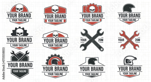 Collection of Vintage Motorcycle Club Logos and Emblems.