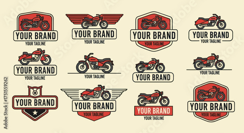 Collection of Vintage Motorcycle Logos and Emblems for Branding.