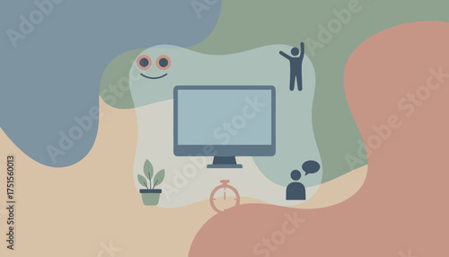 Digital work environment with communication productivity and wellbeing concepts