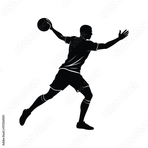 Silhouette of a man throwing a ball with bent knees