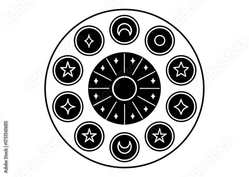 All twelve zodiac horoscope symbols vector illustrations set for design