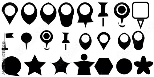 Location map pin icons set. Modern map marker collection. Pinpoint. Location pin icon. Map pin place marker. Map marker pointer icon. GPS location symbol. Flat style vector. destination