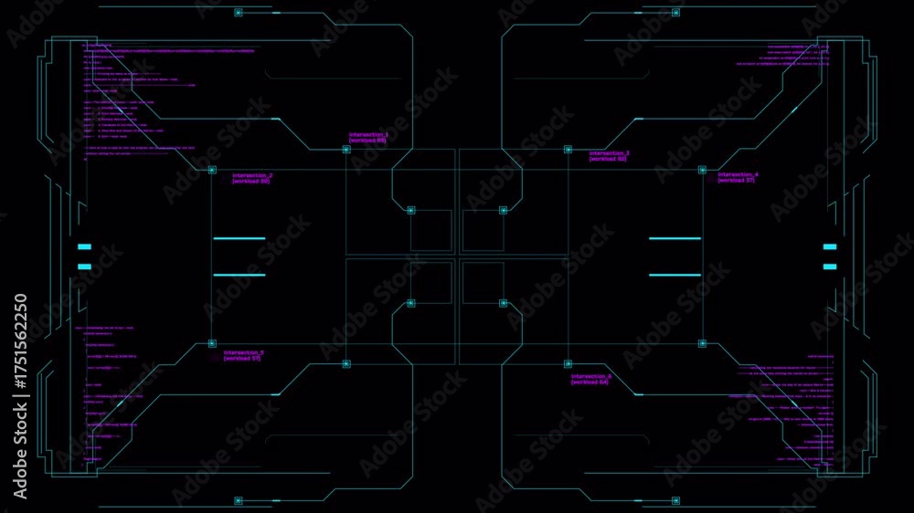 Physics Computer Interface Sci-Fi Computer Interface with Animated Circuitry, Running Code, and ...