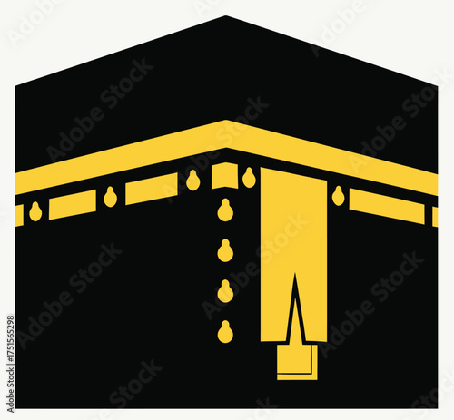 Kaaba Illustration: Black and Yellow Islamic Symbol