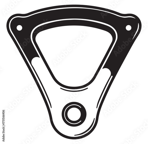 Black and white illustration of a safety carabiner for climbing and outdoor activities