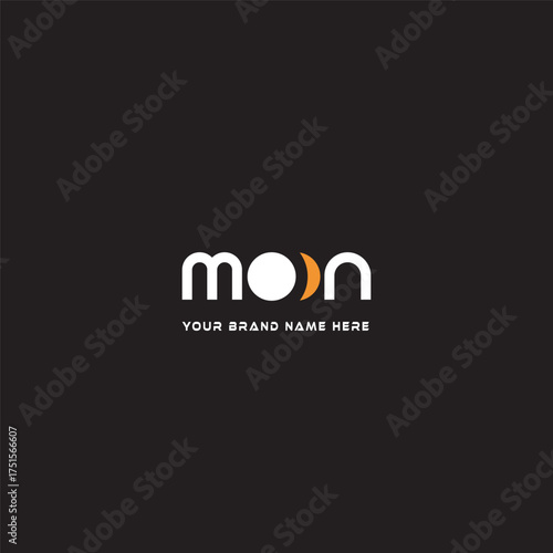 minimalist and modern moon logo text with eye