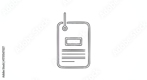 Conceptual illustration of a blank tag or label with lines representing text, suitable for various informational or identification purposes, on a white background