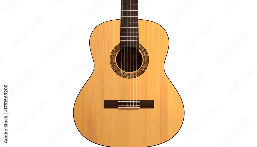 Fototapeta premium Wooden acoustic guitar, front view