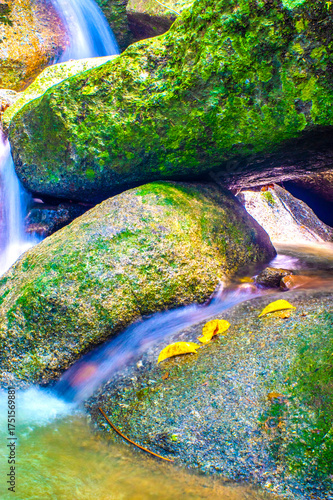 Water Flowing in the forest Waterfall, Thailand.