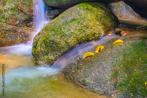 Water Flowing in the forest Waterfall, Thailand.