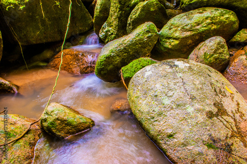 Water Flowing in the forest Waterfall, Thailand.