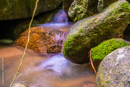 Water Flowing in the forest Waterfall, Thailand.