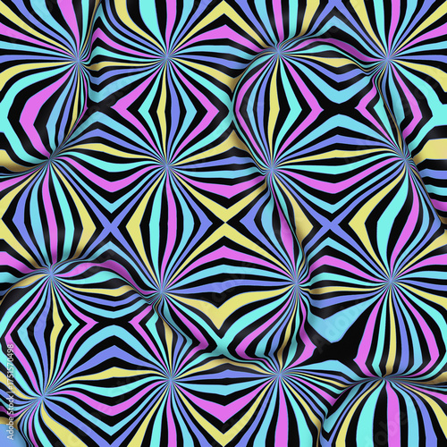 Abstract bold and colorful retro inspired pop art design curved lines, vibrant psychedelic patterns background. Ideas for posters, party flyers, decorative digital graphics etc., 