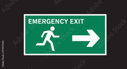 Emergency Exit Sign Directional Indicator for Safe Evacuation, Featuring Running Person and Arrow