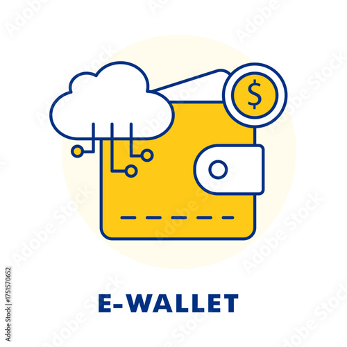 Digital Wallet Icon - Mobile Payment - Cloud Money - Financial Security Outline Vector